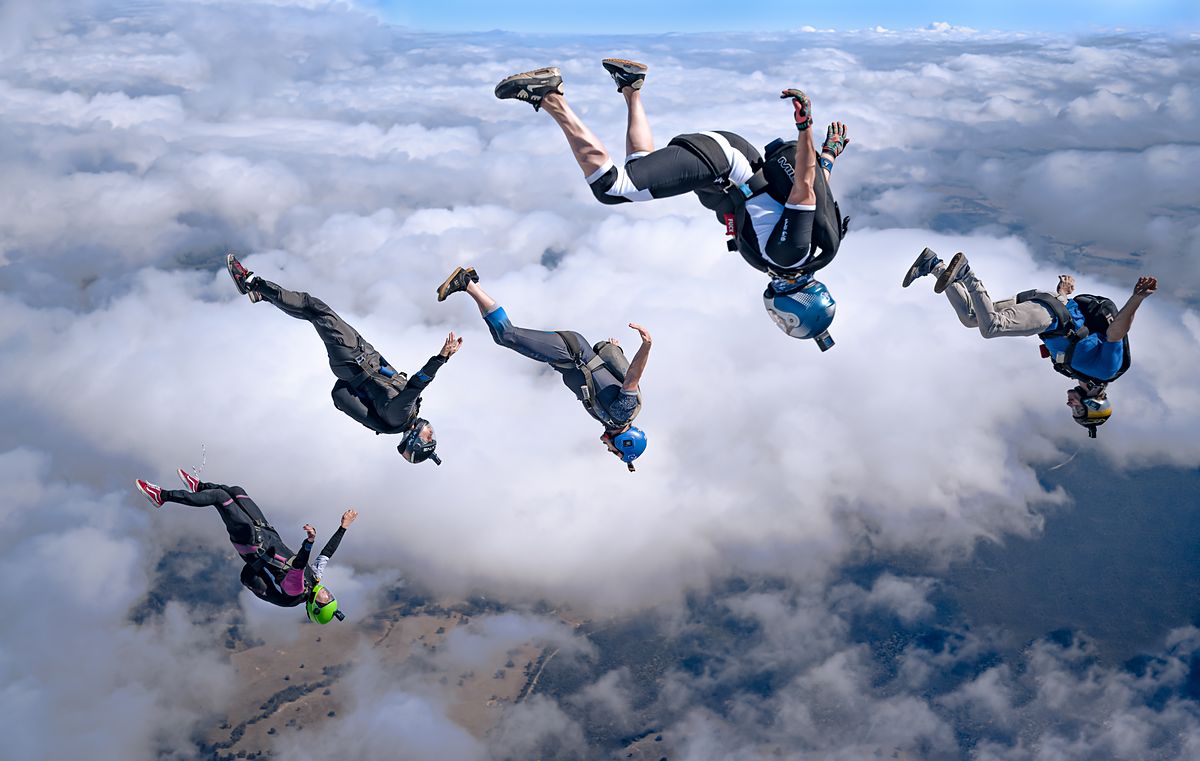 Flyers tracking above a solid deck of cloud