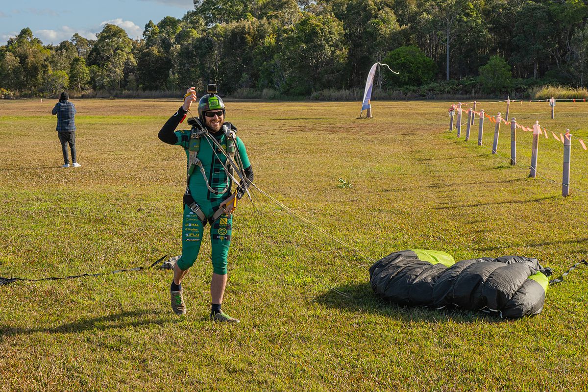A jumper on the ground after landing