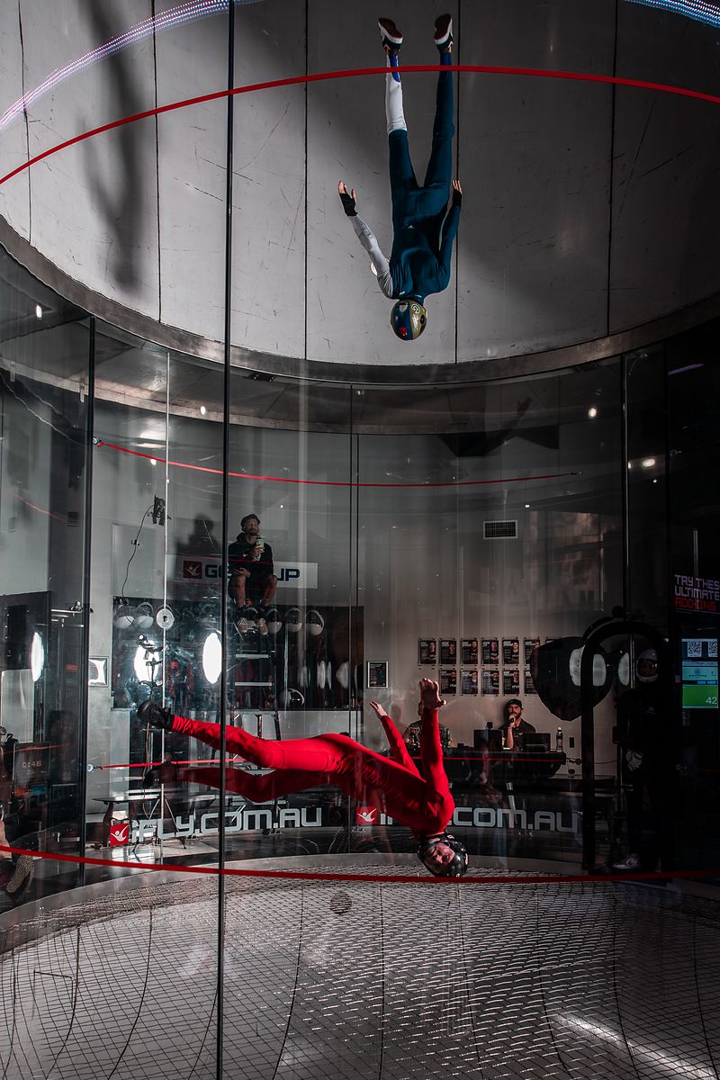 A flyer inverted in the wind tunnel