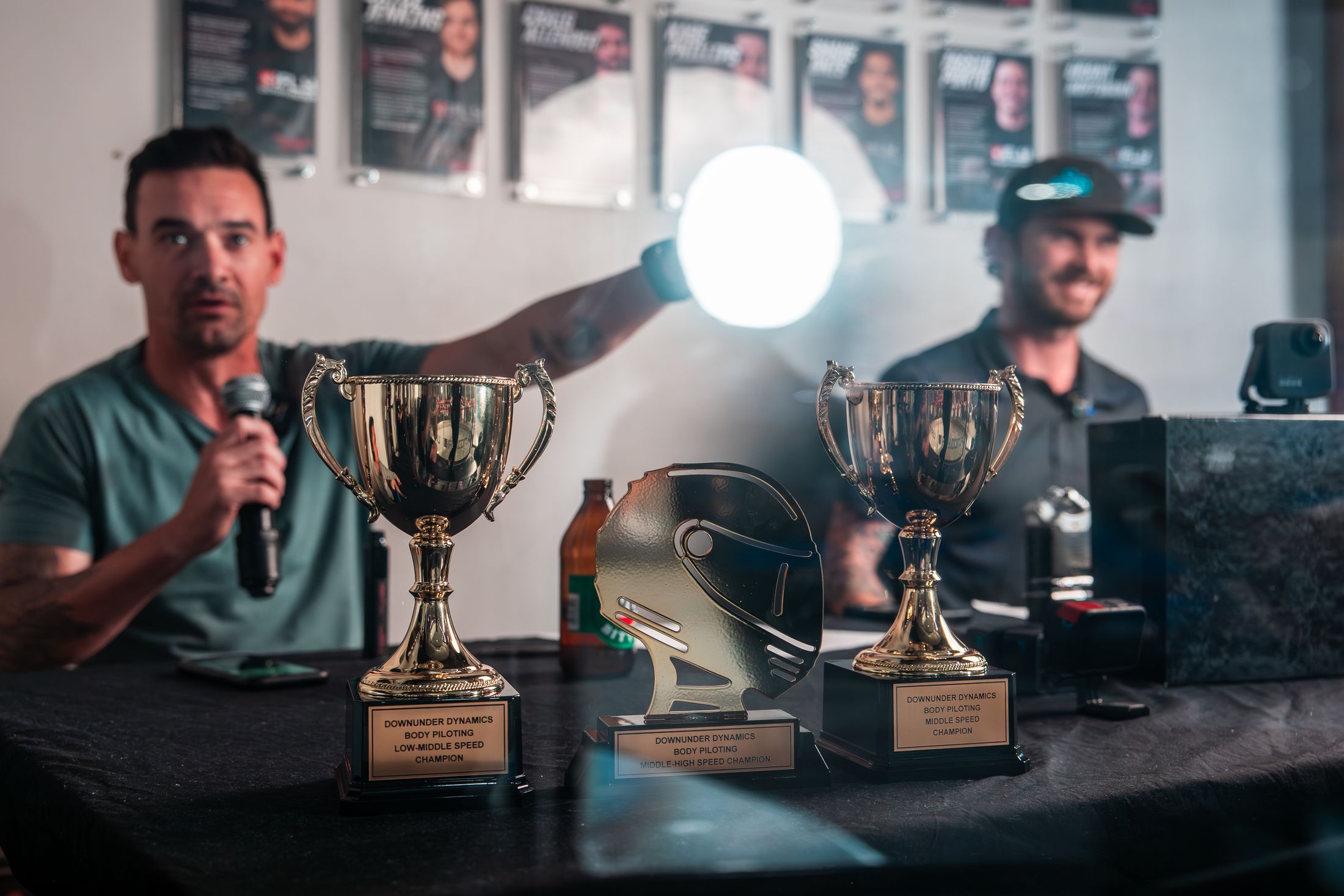 Calling results, trophies on the desk