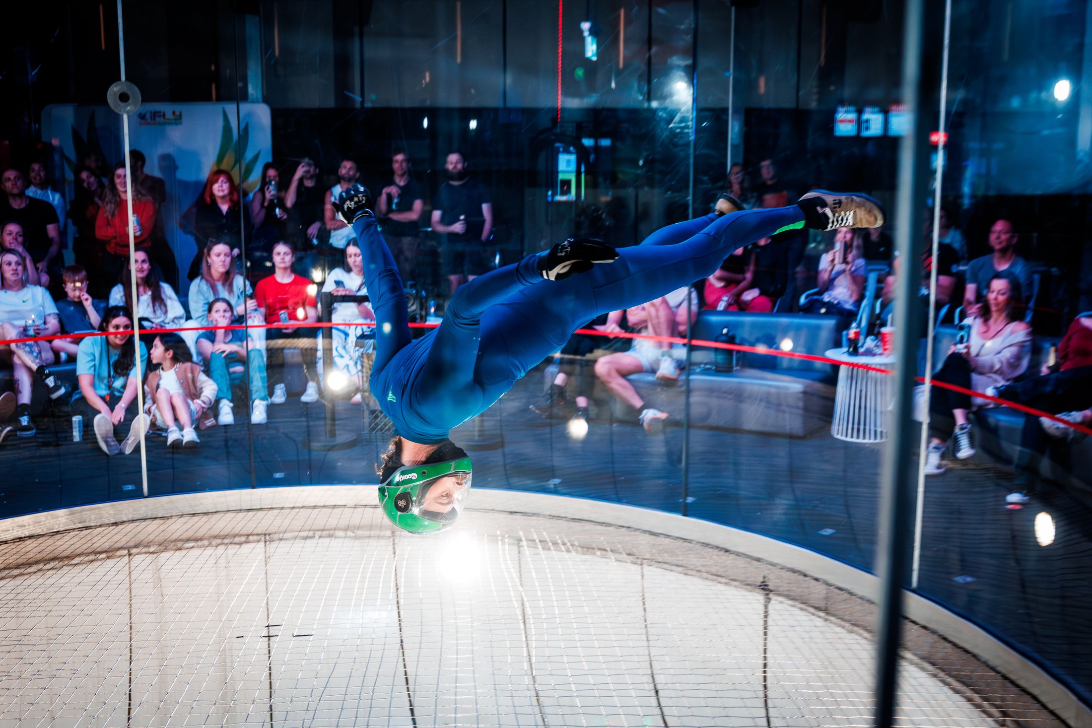Flying the wall in front of the crowd