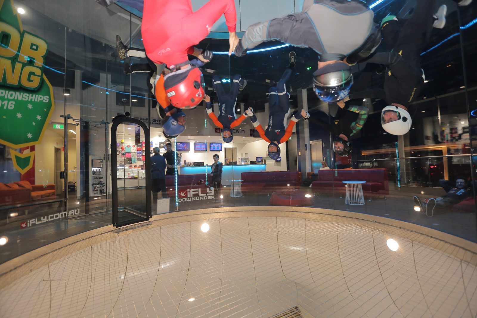 A tunnel camp group at iFLY Downunder